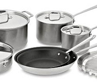 All-Clad Brushed Stainless-Steel Nonstick Cookware