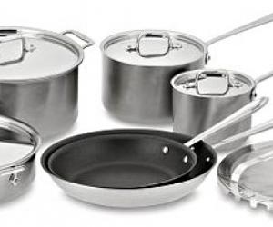 All-Clad Brushed Stainless-Steel Nonstick Cookware