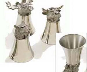 Bear & Bull Pewter Shot Glasses