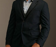 DKNY Pinstripe Blazer With Leather Patches