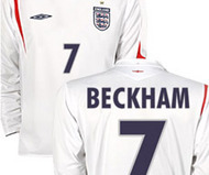 Long-Sleeved England Beckham Home Jersey
