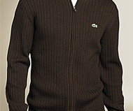 Lacoste Zip Front Rib Knit Cardigan