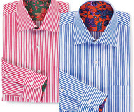 Pencil Stripe Shirt w/Floral Facings