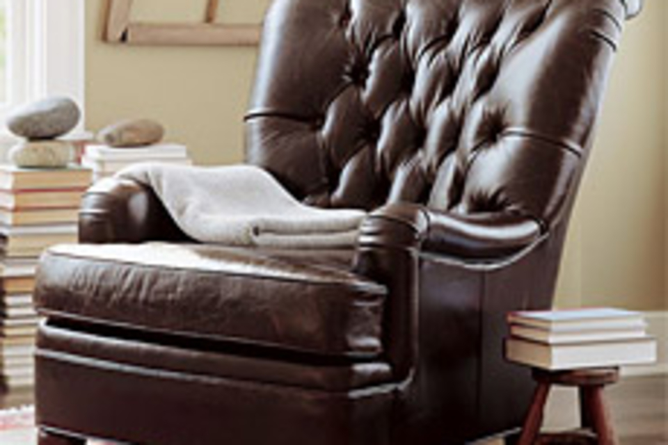 Pottery Barn Russell Leather Armchair Pottery Barn Russell Leather Armchair