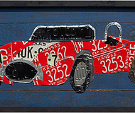 Red Convertible License Plate Art
