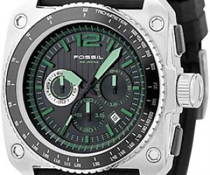 Fossil Green Dial Chronograph Watch