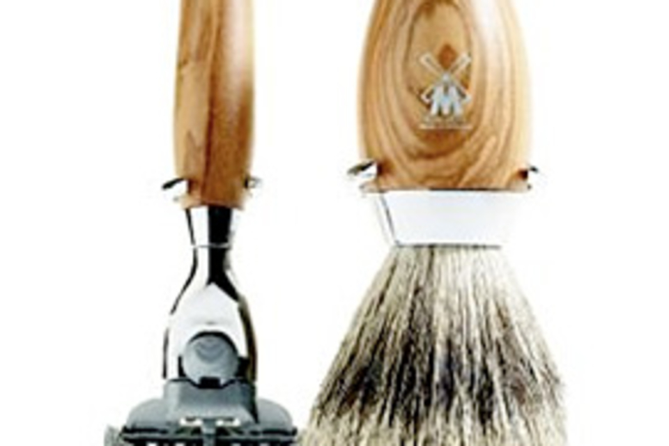 Olive Wood Shaving Set Olive Wood Shaving Set