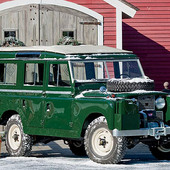 Dignataries ride in a Series II Land Rover 1959