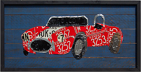 Red Convertible License Plate Art