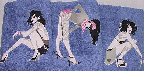 Tattoo Pin-Up Girl Towels