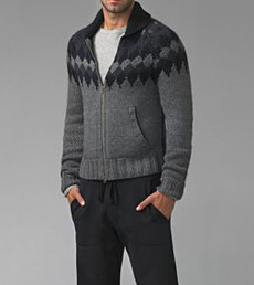 Vince Handknit Argyle Cardigan