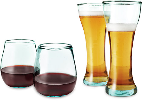 Recycled Windshield Beer & Wine Glasses