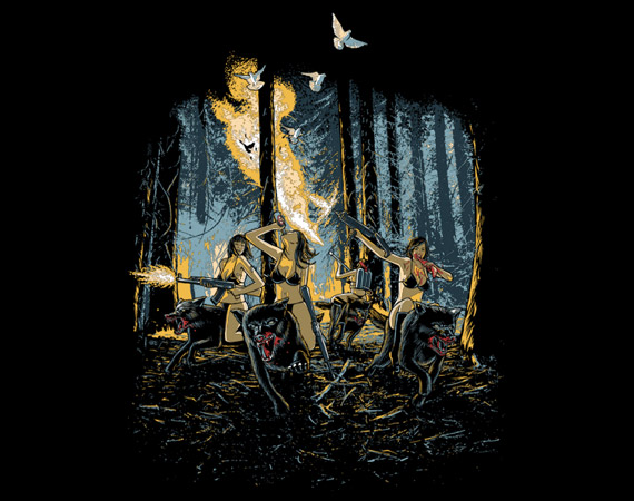 Hot Chicks On Wolves T-Shirt