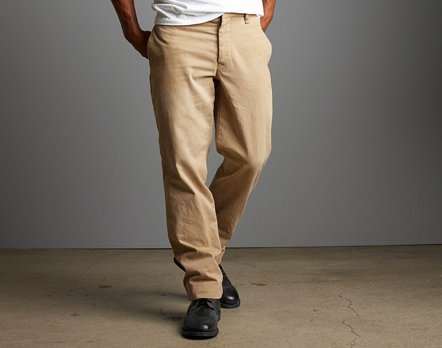 khaki pants black shoes