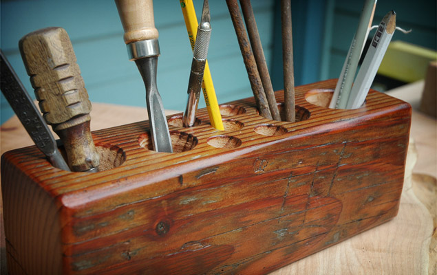 Reclaimed Timber Desk Caddy