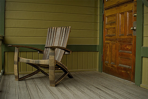 Whiskey Barrel Adirondack Chair