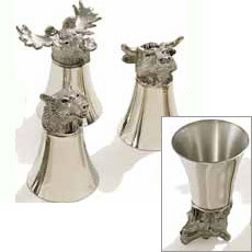 Bear & Bull Pewter Shot Glasses