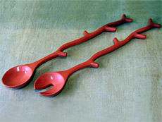 Coral Branch Salad Servers