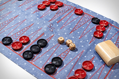 Chambray Roll-Up Backgammon & Checkers Set Chambray Roll-Up Backgammon & Checkers Set