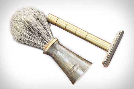 Studebaker Brass Safety Razor & Badger Brush Studebaker Brass Safety Razor & Badger Brush