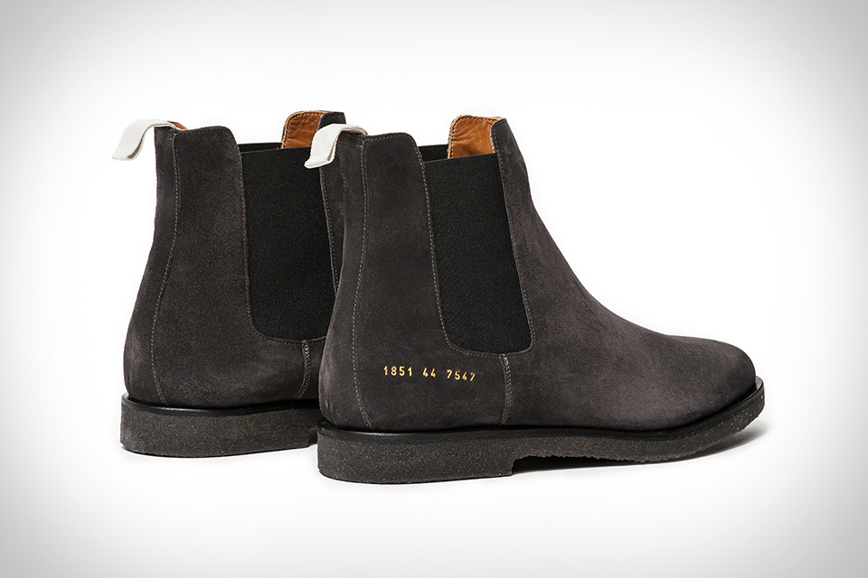 common projects chelsea boots grey suede