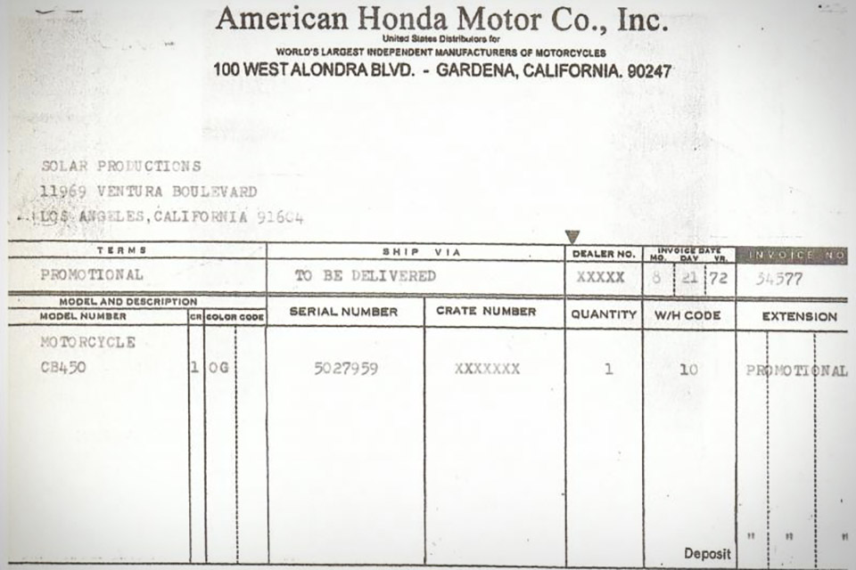 Steve McQueen's 1972 Honda CB450 Motorcycle