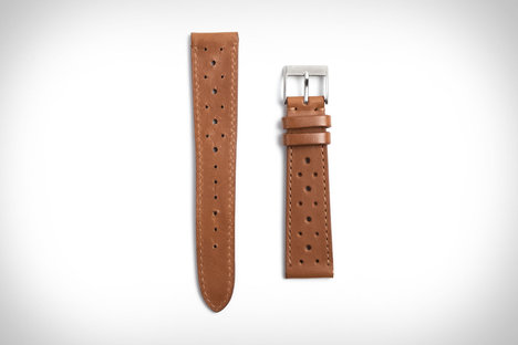 ブラウンレザーレーシングウォッチストラップ