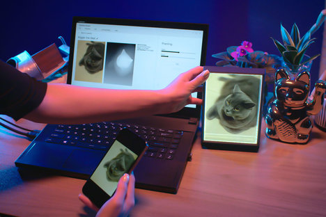 ガラスの肖像画のホログラフィックディスプレイを探しています