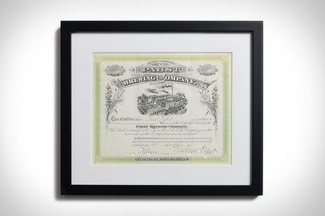 Pabst Brewing Signed Framed Stock Certificate Pabst Brewing Signed Framed Stock Certificate