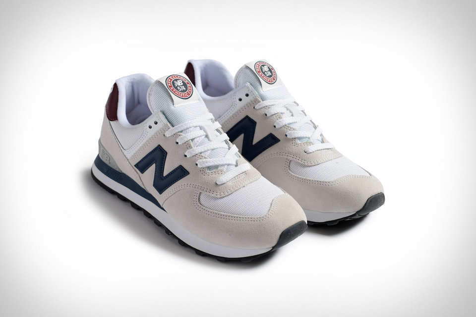 New Balance 574 White Indigo Sneakers | Uncrate