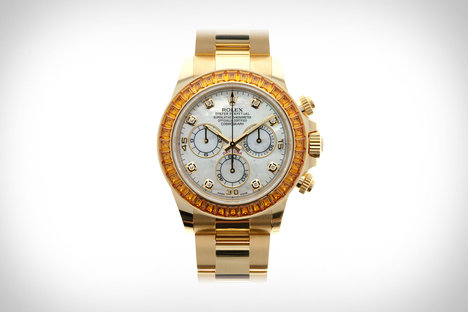 Rolex Gold Daytona Sapphire & Mother Of Pearl Watch Rolex Gold Daytona Sapphire & Mother Of Pearl Watch
