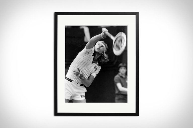 Bjorn Borg Serving at Wimbledon Framed Print