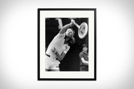 Bjorn Borg Serving at Wimbledon Framed Print Bjorn Borg Serving at Wimbledon Framed Print