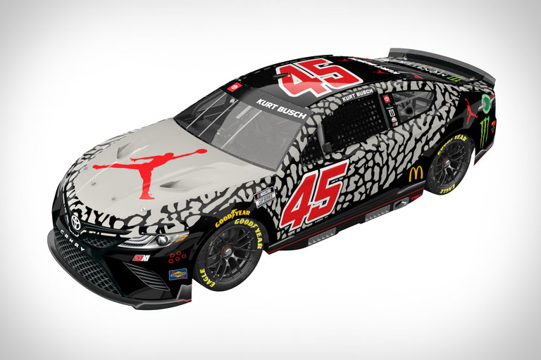 Kurt Busch's Black Cement Jordan 3 Race Car