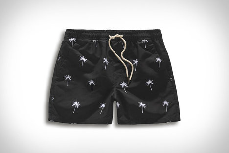 OAS Schwarze Palmen-Badeshorts