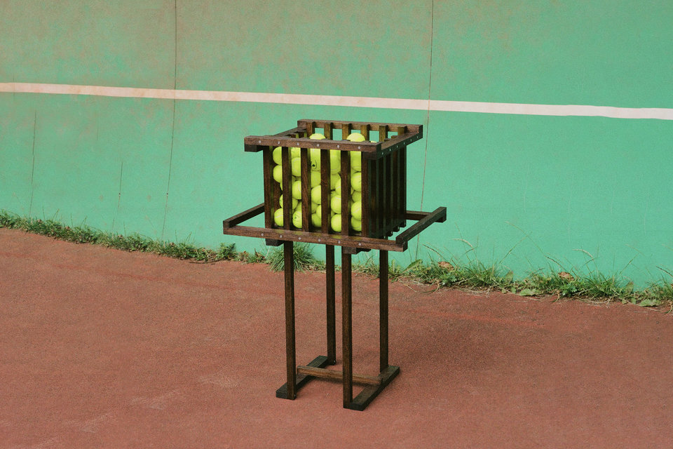 Palmes Trophy Wooden Tennis Ball Basket Uncrate