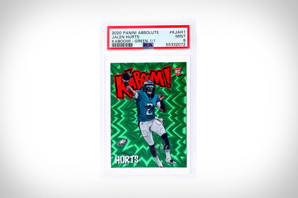 2020 Kaboom Green Jalen Hurts 1/1 Rookie Card | Uncrate