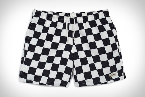 Bather Black Checkboard Swim Trunks Bather Black Checkboard Swim Trunks