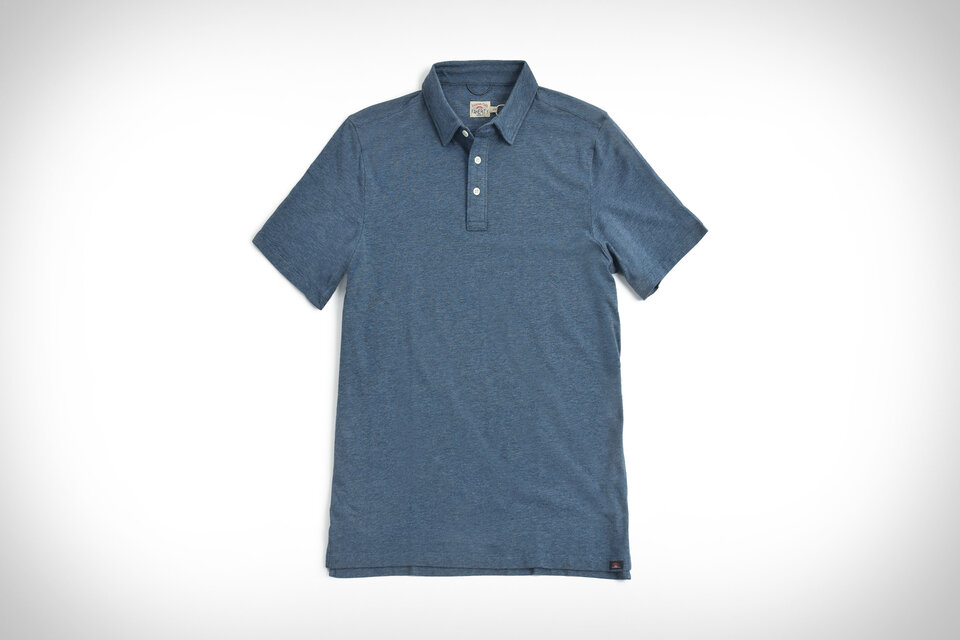 Faherty Shilo Stretch Cotton Cashmere Rib Polo in Navy Retro Stripe main image 1