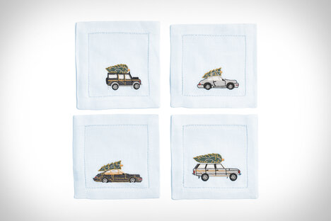 Classic Cars Christmas Tree Cocktail Napkins