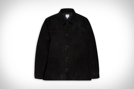 Veste en daim à deux poches Sunspel