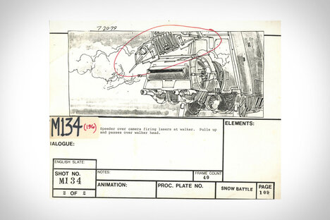 The Empire Strikes Back VFX Story Board Shot M134 The Empire Strikes Back VFX Story Board Shot M134