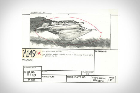 The Empire Strikes Back VFX Story Board Shot M149 The Empire Strikes Back VFX Story Board Shot M149