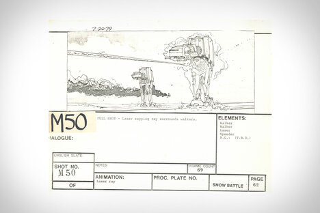 The Empire Strikes Back VFX Story Board Shot M50 The Empire Strikes Back VFX Story Board Shot M50