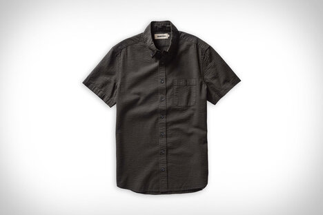 Taylor Stitch – Schwarzes Seersucker-Jack-Hemd in verblichenem Schwarz