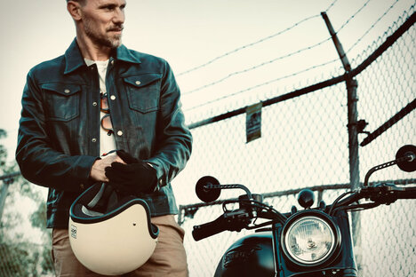 Savas Black Oiled Lamb Denham Jacket