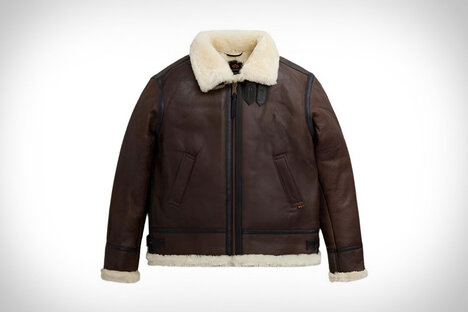 Alpha Industries B-3 Sherpa Leather Bomber Jacket