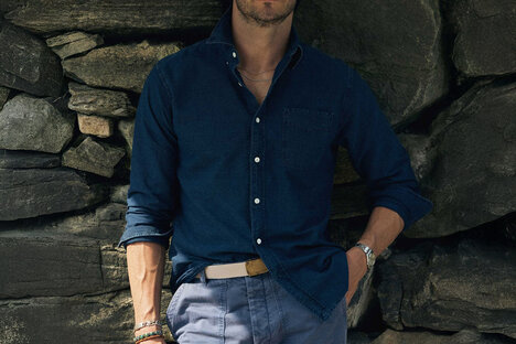 Rivay York Indigo Oxford Button Down Shirt