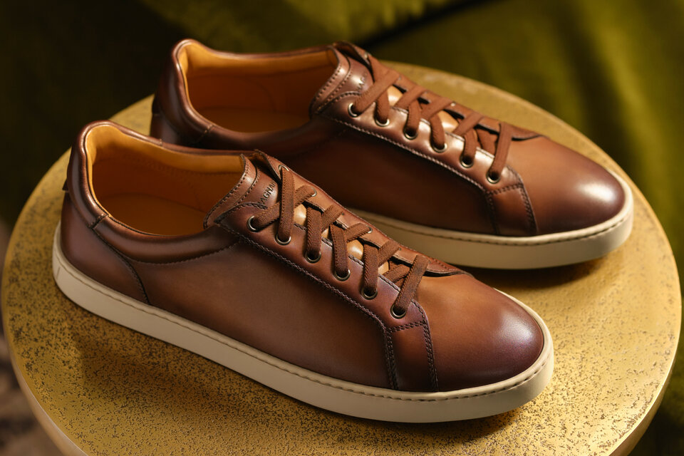 Magnanni Cote Lo Stretch-Lace Sneakers