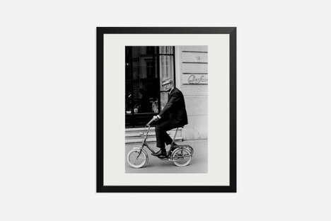 Michael Caine on His Bike Framed Print